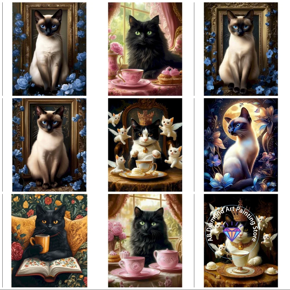

New Black Cat Cute Animal AB Diamond Painting Kit Square Round Diamond 5D DIY Mosaic Handmade Art Exquisite Gift Home Decor