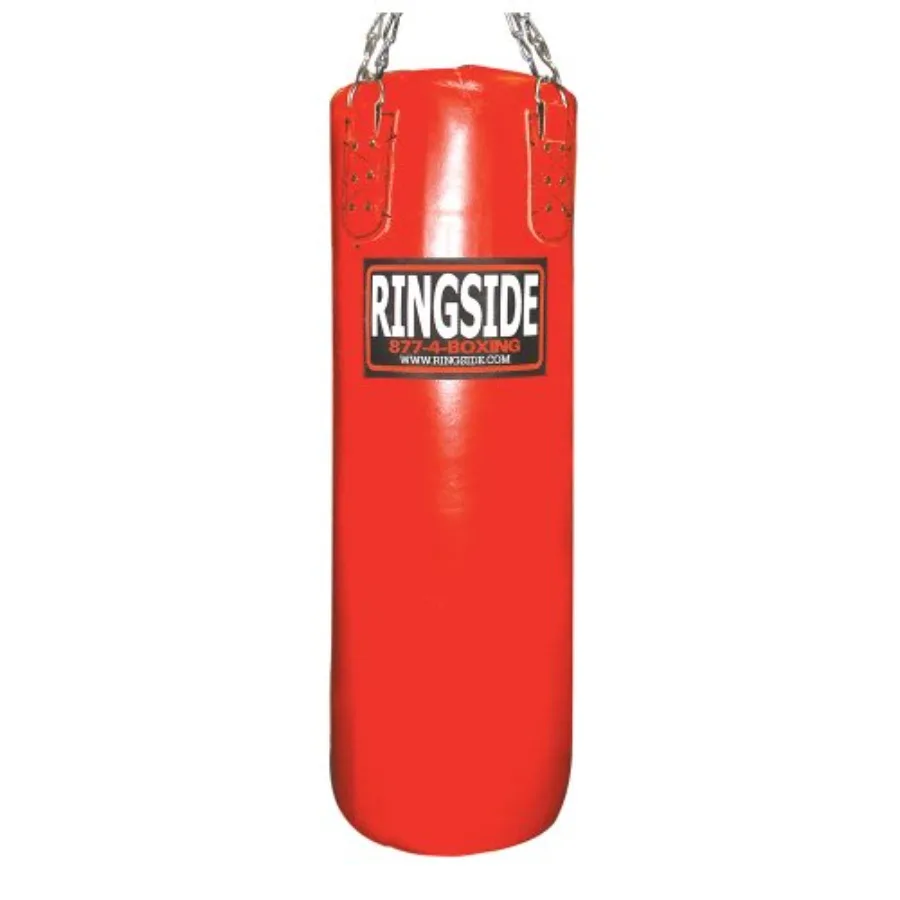Leather Heavy Bag for Boxing Training and Workout 65 lbs Black Durable Full-Grain Leather with Reinforced Stitching