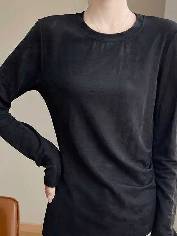 

Artistic Long Sleeve T-Shirt Women's Autumn New Large Size Loose Versatile round Neck Embroidered Top Korean Style Fashion