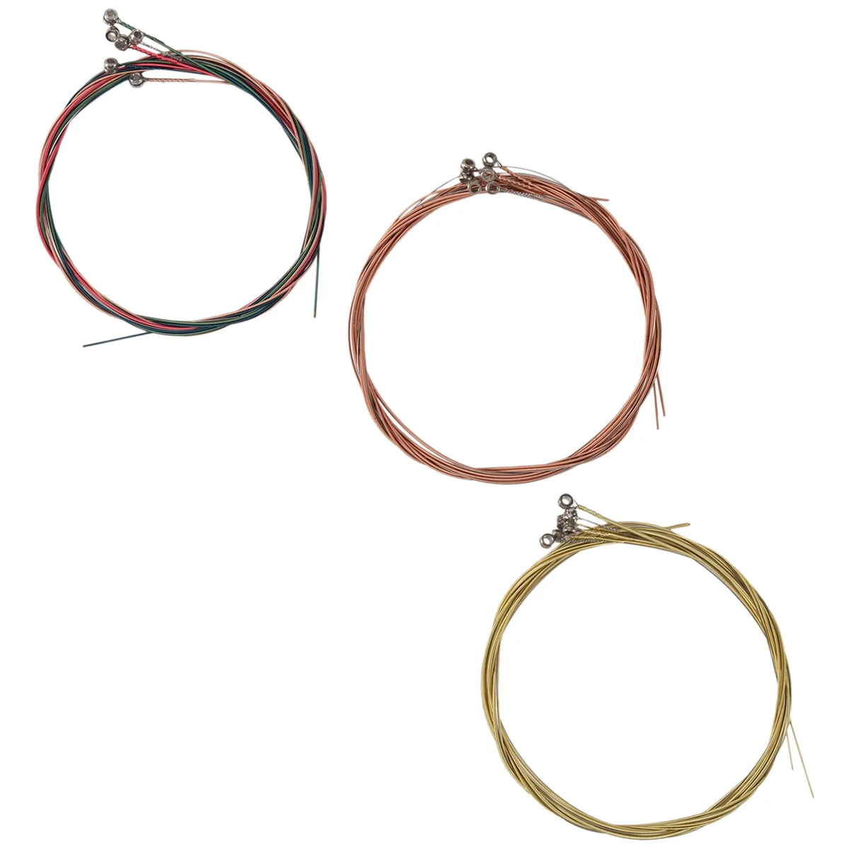 3 Sets Guitar Strings Replacement Steel String for Acoustic Guitar (1 Brass Set, 1 Copper Set and 1 Multicolor Set)