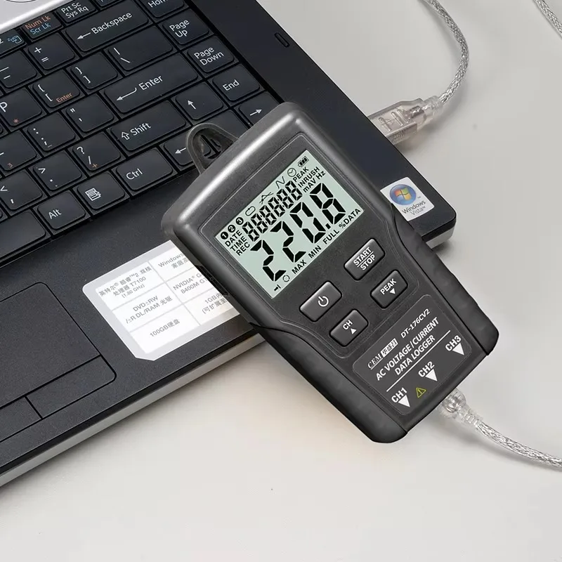 DT-176CV2 شاشة LCD رقمية للبيع بالجملة مسجل بيانات التيار المتردد RMS الحقيقي والجهد مع واجهة USB المتعددة