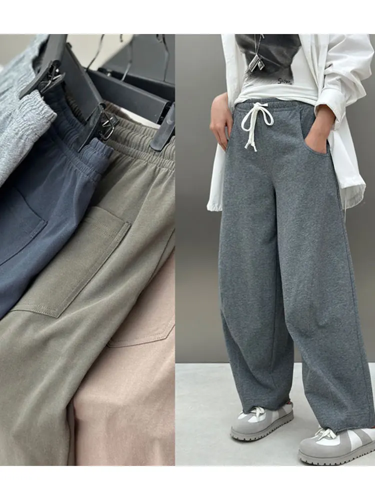 

Bodhl Women's Spor Wide Leg Casual Pants High Waist Long Trousers Thin Autumn Sle Faionable Comfortable Cotton 00%