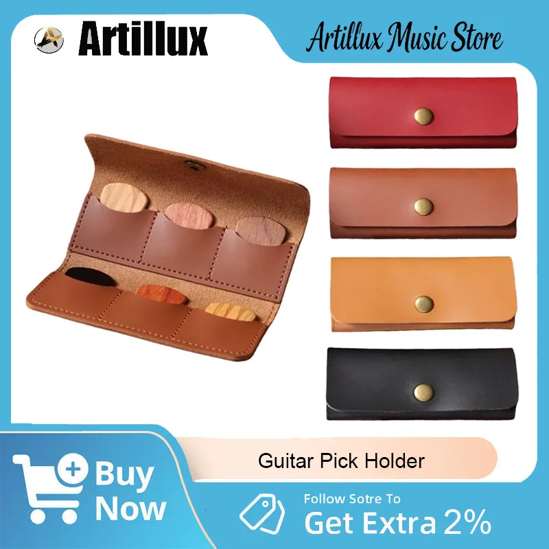

Artillux Guitar Pick Holder Brand New 4 Colors PU Leather Guitar Pick Case with 6 Slots for Music Lover and Beginner Accessories
