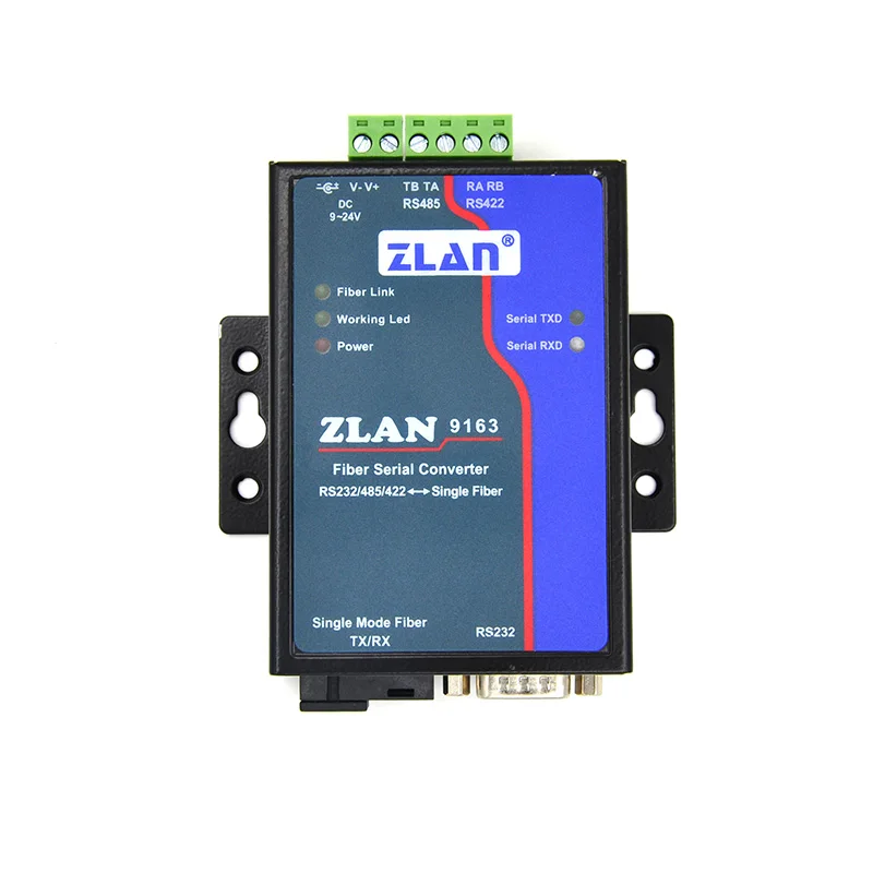 

ZLAN9163 Последовательный RS485 RS232 RS422 для оптоволоконного одномодового одноволоконного последовательного сервера