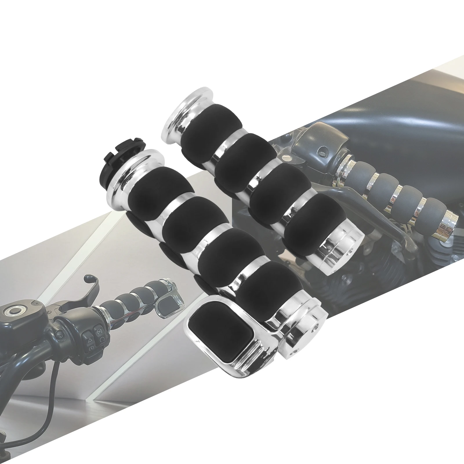 Image of 1 " 25mm Motorrad-Lenkergriffe aus CNC-Aluminium und Gummi, passend für Harley 883XL, für Softail 95-15, für Touring 96-07