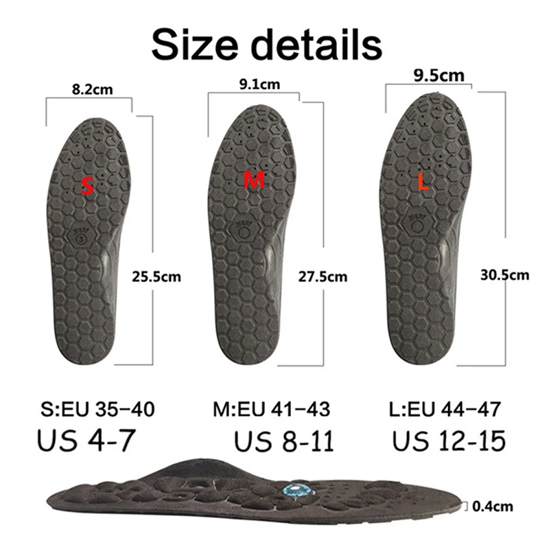 1 Pair Acupressure Foot Insoles For Men Women Orthopedic Gel Magnetic Shoe Inserts Magnet Technology Support Insole image 6