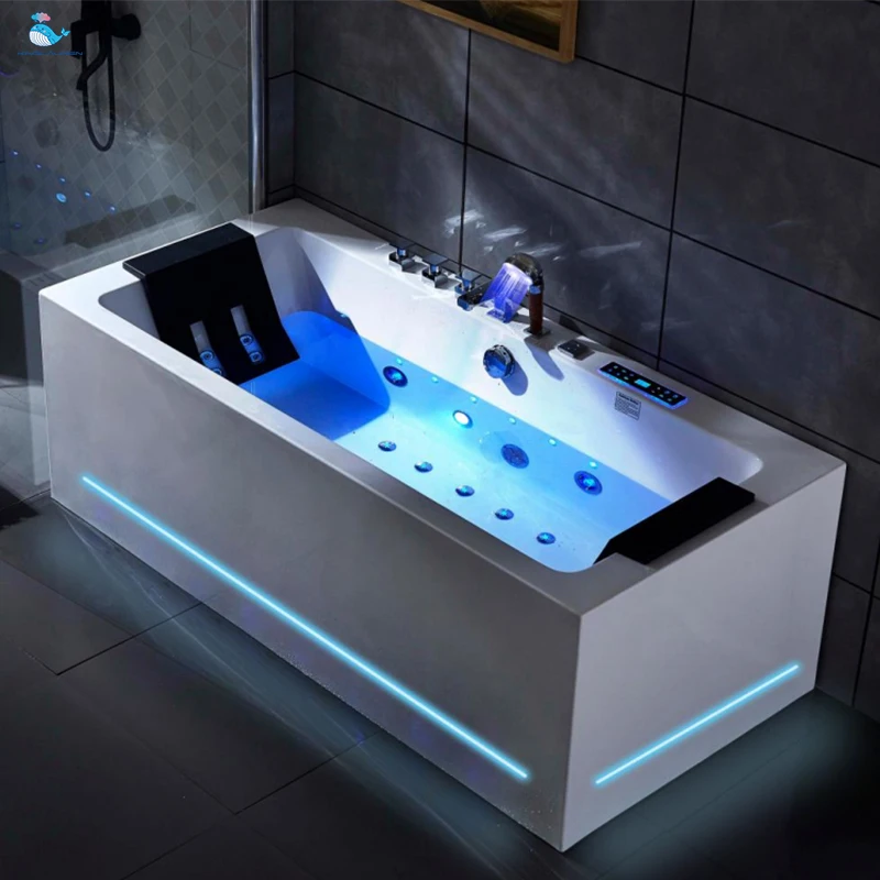 Bathroom Application Modern Design Acrylic Rectangle Hydro Massage Bubble Bathtub