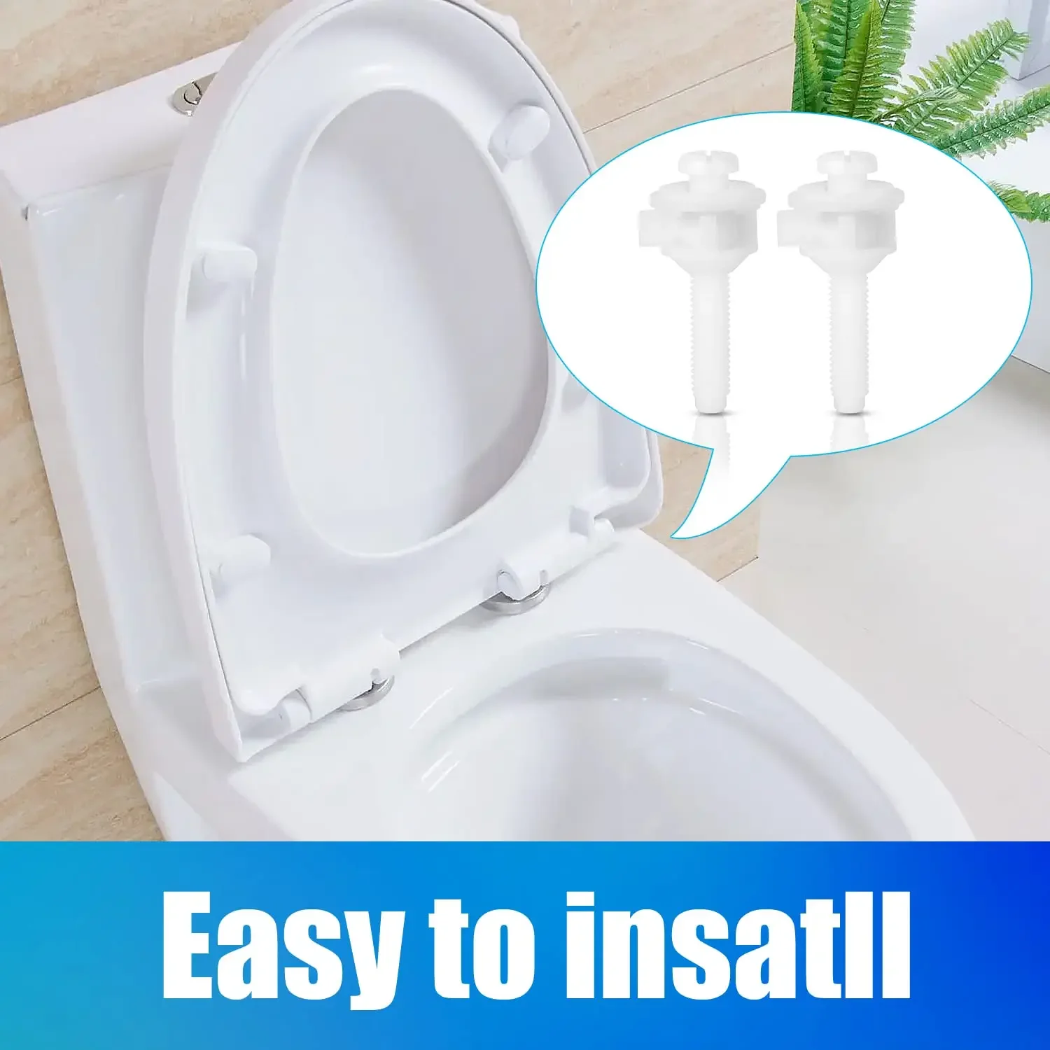 

Toilet Seat Screws Bolts Replacement, Stainless Steel Toilet Seat Bolts with Plastic Nuts and Rubber Washers for Fixing The T