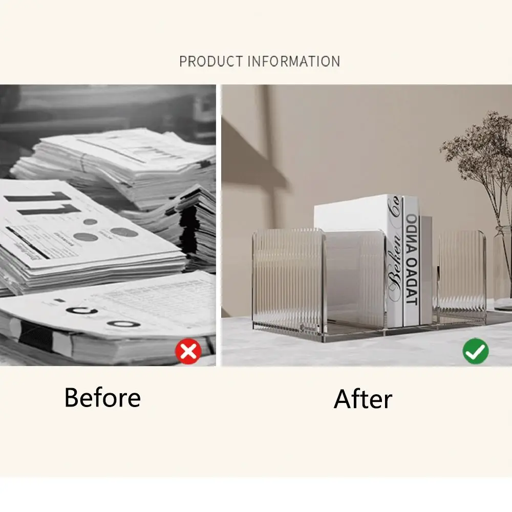 Прозрачные подставки для книг с тремя отделениями, Нескользящая штабелируемая подставка для документов, водонепроницаемая компактная стойка для хранения книг, домашняя