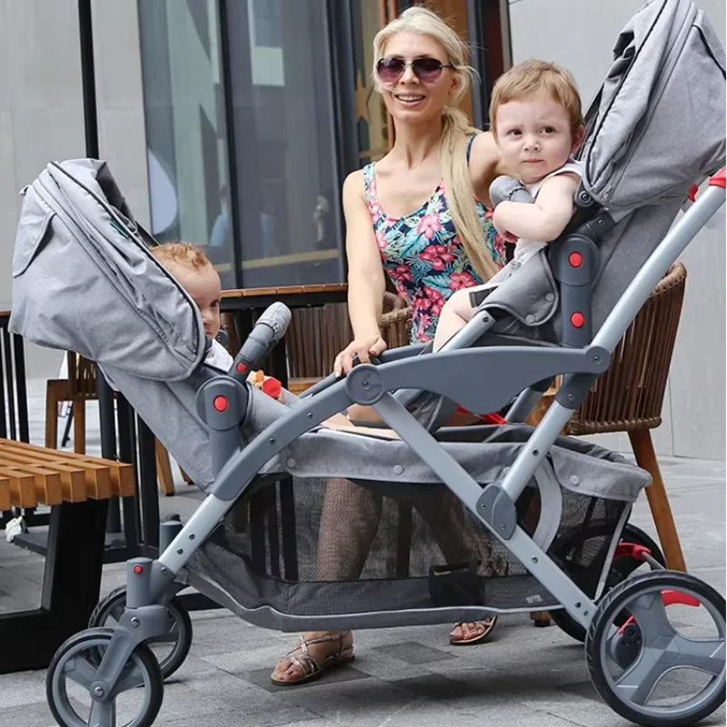 Purorigin 2024 new arrival fashion design luxury lightweight  foldable twin baby stroller baby pram newborn baby carriers