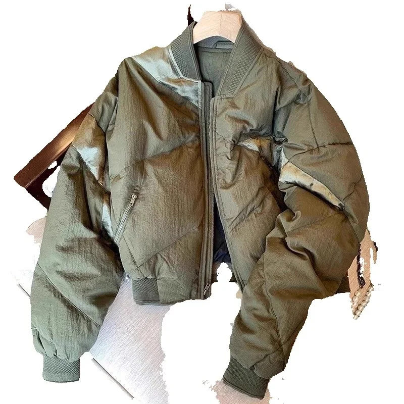 

Autumn Winter Cotton Jacket Women 2025 New Fashion Loose Casual Cotton Coat Pure Colour Stand-Up Collar Outerwear Female