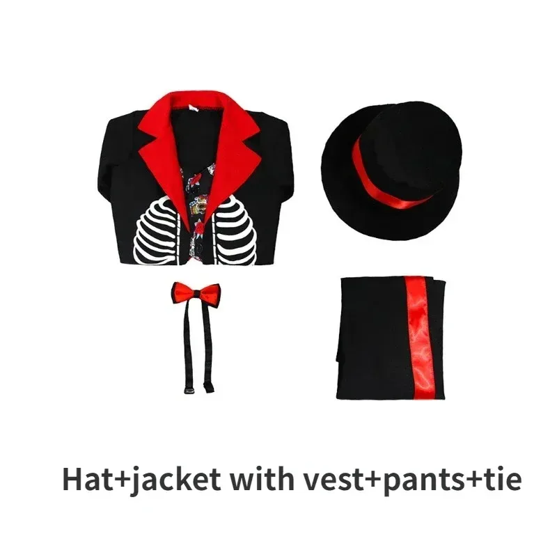 Kostum Cosplay Kerangka Hari Orang Mati Anak-anak Mewah Gaun Mewah Purim Paskah Karnaval Halloween Anak Laki-laki Perempuan Meksiko D;;d4n