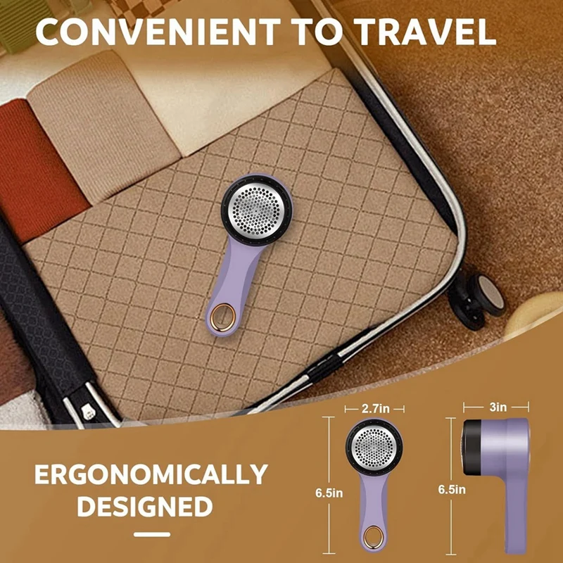 Перезаряжаемая бритва для ткани, электрическое средство для удаления ворса с цифровым дисплеем, портативный дефаззер для свитера с 3 скоростями, прочный фиолетовый