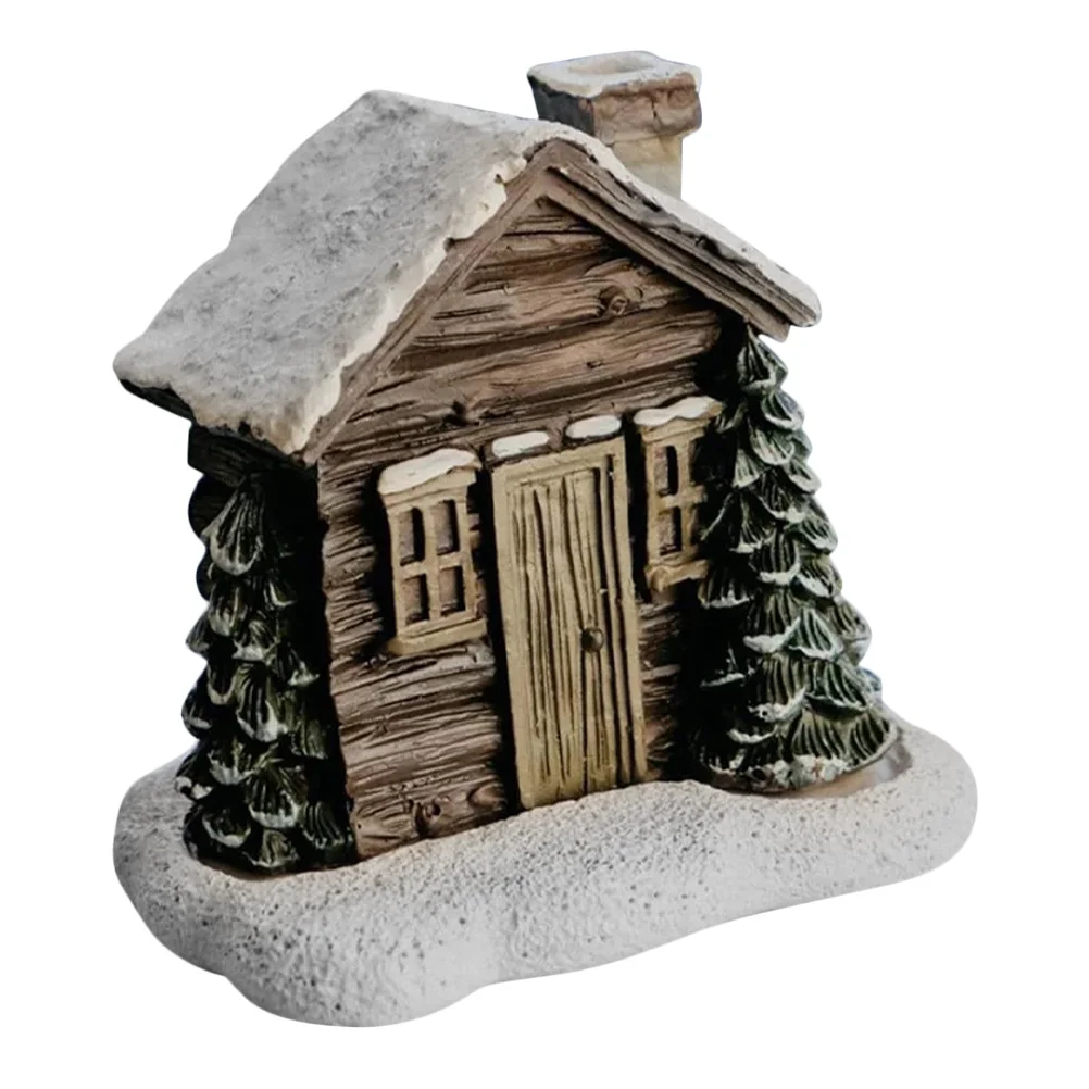 

Xmas Incense Cone Burner Winter Log Cabin Censer Resin Aroma Burner Adornment Gift Censer Christmas Ornament