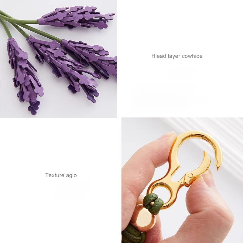 Lavender tulip tomato strawberry pea pods leather charm fashion high-end keychain exquisite workmanship bag accessories