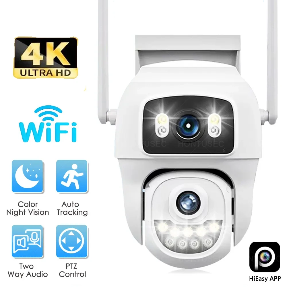 

HIEASY 4K 8MP Dual Lens Dual Screen WIFI PTZ 2K 4MP Wireless Security Camera Outdoor IP66 Two Way Audio Surveillance Cameras
