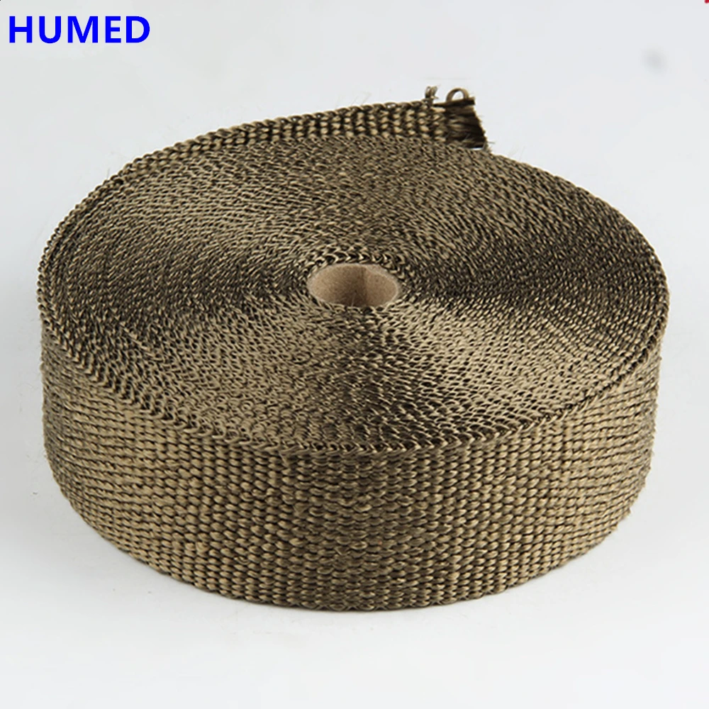 1.5mm*25mm*15m Exhaust Heat Wrap Roll for Motorcycle Fiberglass Heat Shield Tape with Stainless Ties