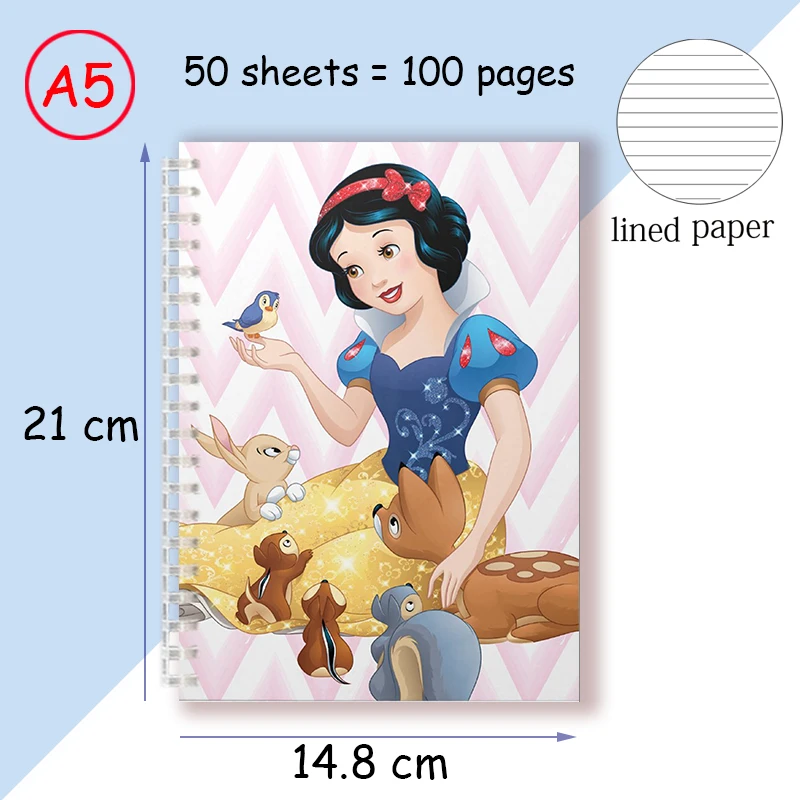 A5 Spiral Notebook Cartoon Movie - Snow White And The Seven Dwarfs Figure Snow Princess Pretty Drawing Art Costume Children Toys