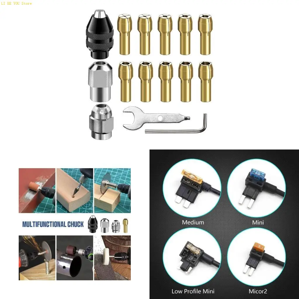 

W3JE Drill Chuck Collet Set 1/32" to 1/8" Replacement 4486 Drill Keyless Bit Chuck Shank Rotary Tool Quick-Change Adapter