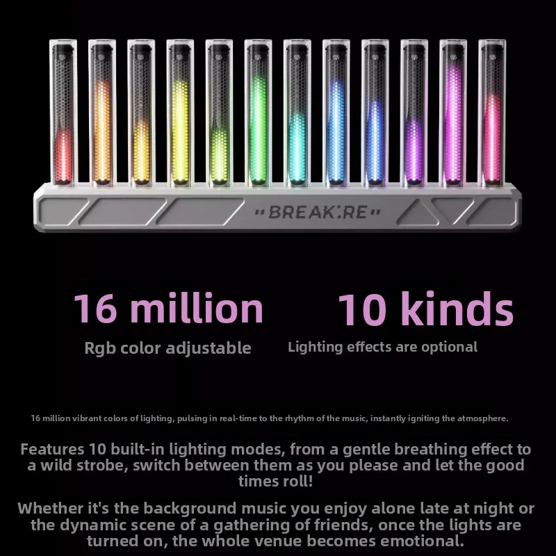 Music Spectrum Lights Nixie Tube Style Atmosphere Lamp Wired RGB Rhythm Light for Gaming Desk Creative Gifts for Boyfriend view 3