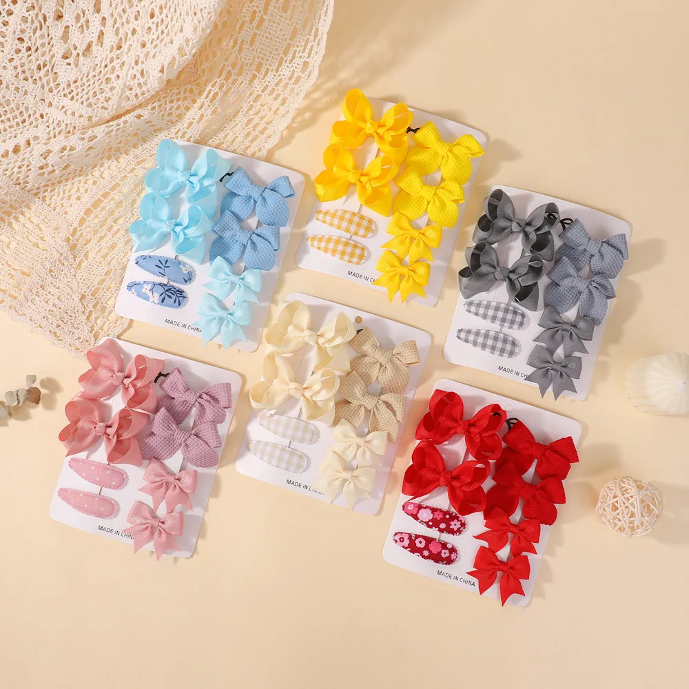 

8Pcs/set New Styles of Cute Bow Hair Clips with BB Clips Girls' Cute Ribbon Solid Hair Clips Children's Gift Hair Accessories