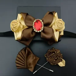 Men's Wedding Bow Ties Corsage Sets French British Dress Shirt Accessories Original Design Handmade Jewelry Gifts Bowtie Brooch