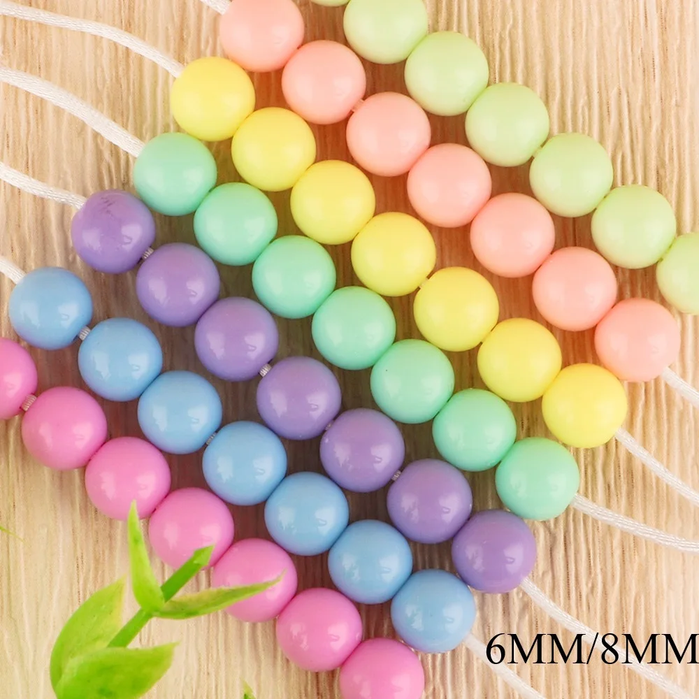 

26 Color 100-200pcs/Lot 6MM 8MM Colorful Acrylic Beads Round Beads Charm For DIY Jewelry Making Accessories