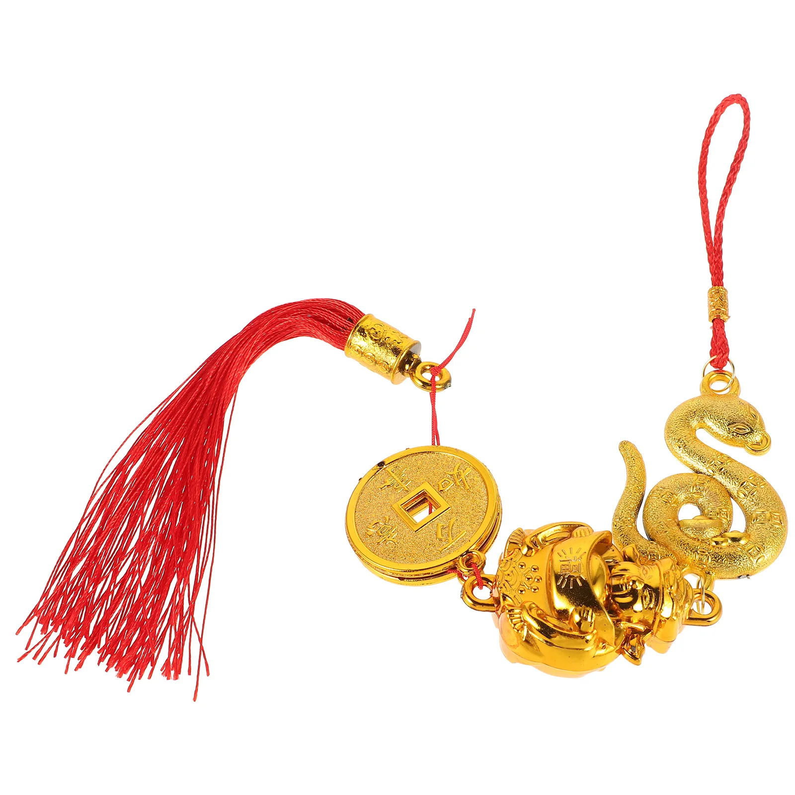 

10Pcs Wealth God Pendant Chinese Style Snake Year Hanging Ornament for New Year Festival Decorations Spring Festival Tassel