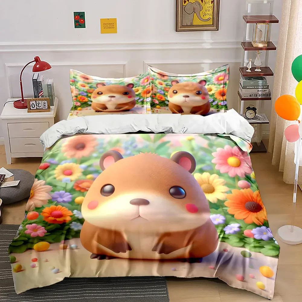 Cute Hamster Toy Set Decor Soft Comfortable Duvet Cover Bedding Set Included 1*Duvet Cover & 2*Pillowcases, gift
