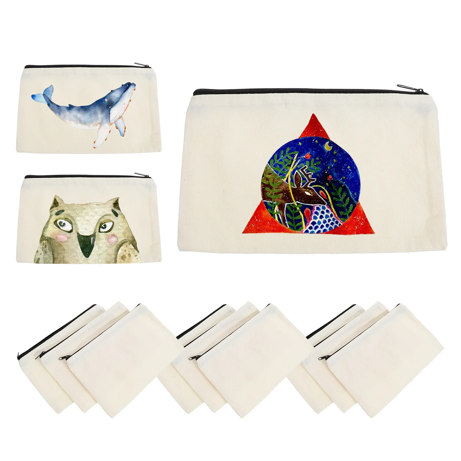 

12pcs Bags Small Canvas Travel Makeup Storage for Women Tote Sublimation Heat Transfer Bag Blanks Heat Transfer Gifts