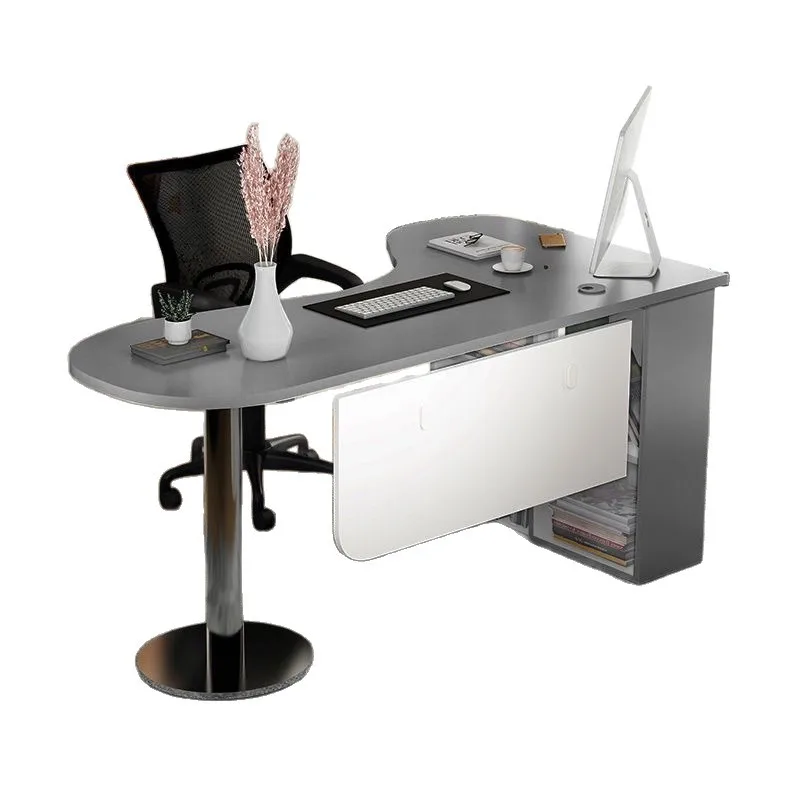

Modern Curved Corner Desk Bookcase Combination Single Study Computer Table for Live Streaming Host Medical Use Simple Design