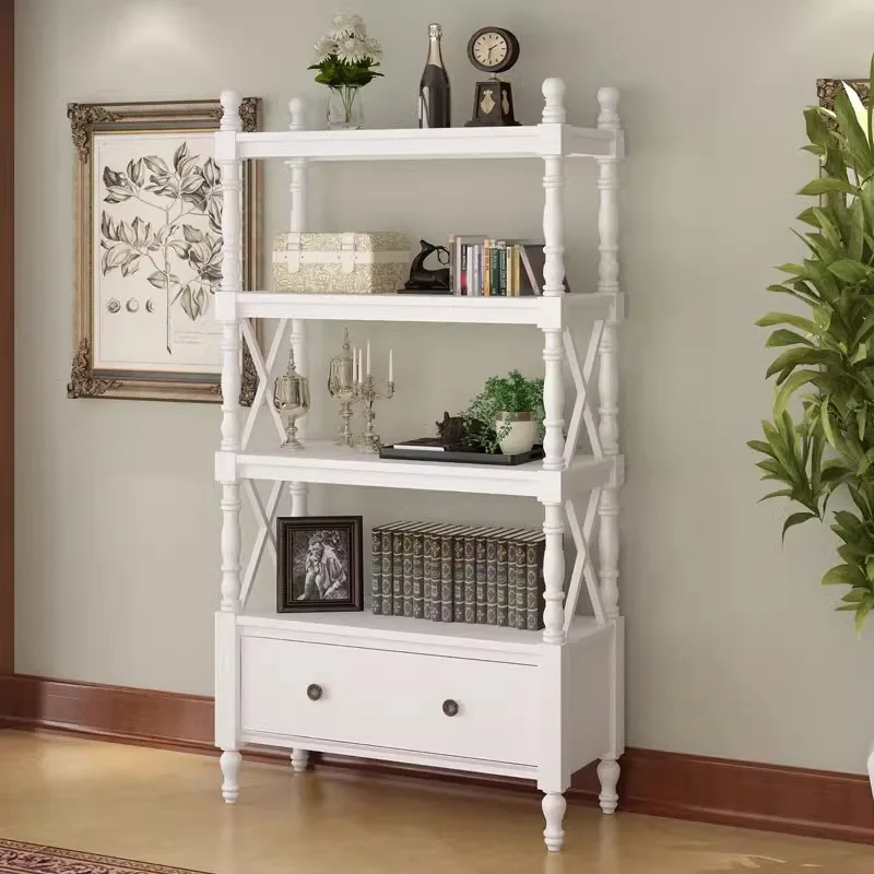 

Американская книжная полка от пола до потолка, книжный шкаф из цельного дерева, европейская полка для гостиной, детский простой маленький книжный шкаф, многослойный