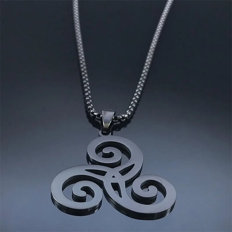 Goth Triquetra Triskelion Triskele Necklace Stainless Steel Celtic Knot Necklaces Amulet Irish Knots Jewelry Teen Wolf N8573S03