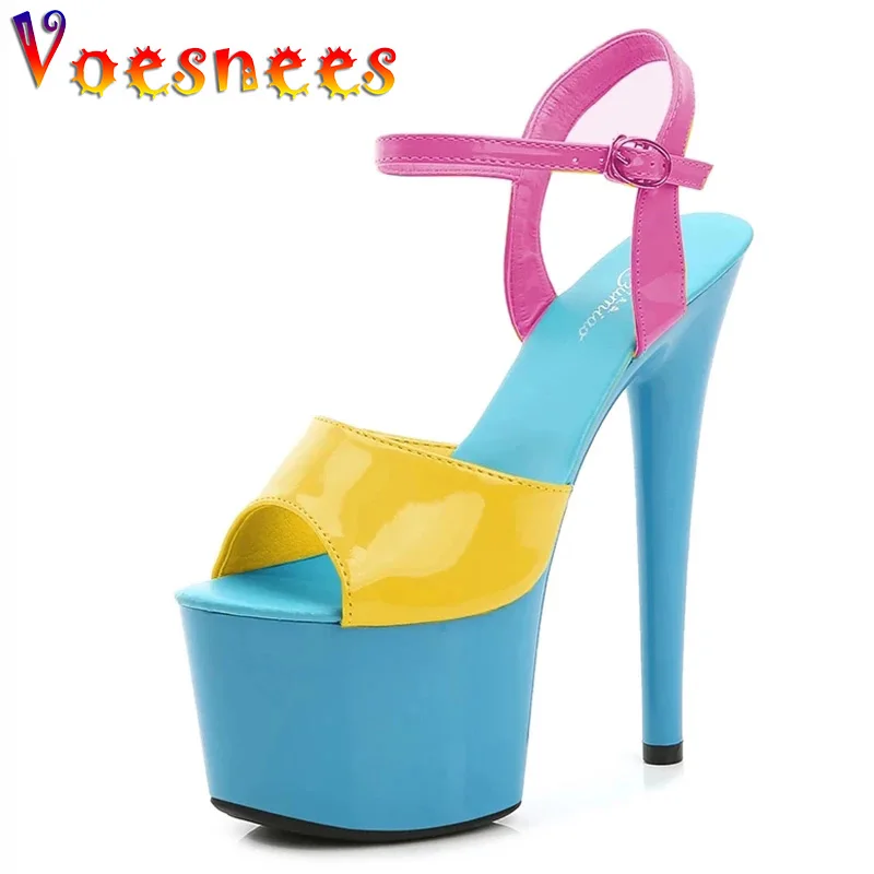 Modern Sandals Pole Dance Women Sandals High Heels New summer Mixed Colors Platform Sexy Fashion Stripper Wedding Shoes Female