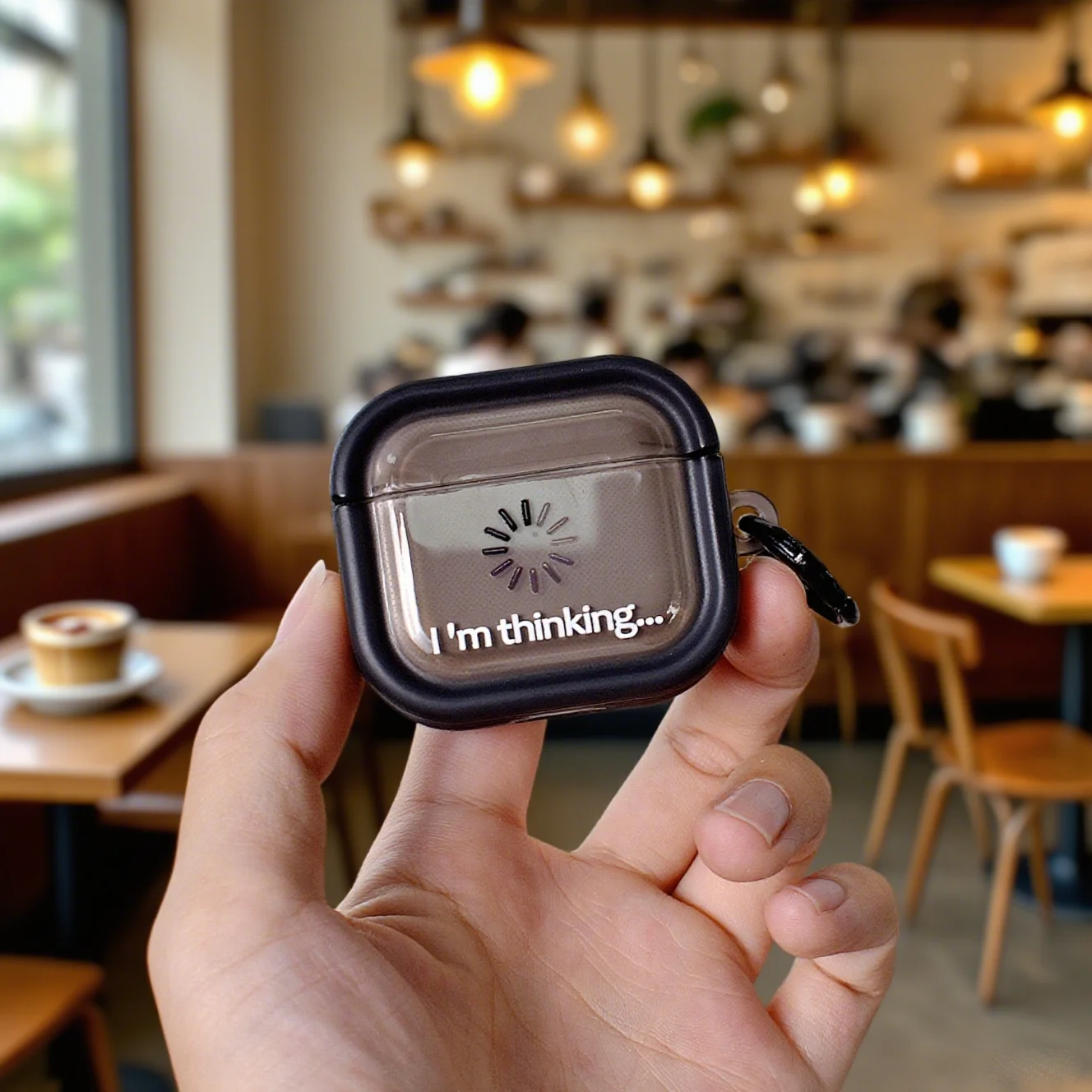 

Funny 'I'm Thinking...' Pattern Case For AirPods Pro 3 Pro 2 4 3 Case Transparent Shockproof Protective Cover With Ring Hook