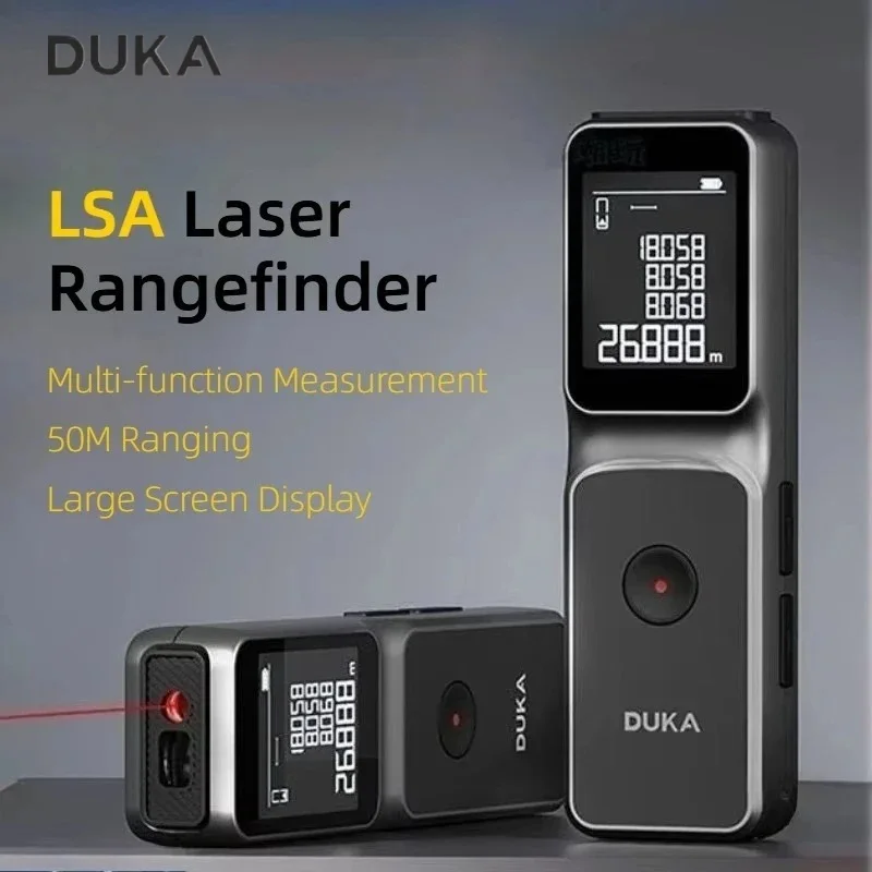 DUKA LSA Intelligence Laser Rangefinder 50m Distance Angle Meter Home Portable Digital Measuring Tool HighAccuracy LED Display