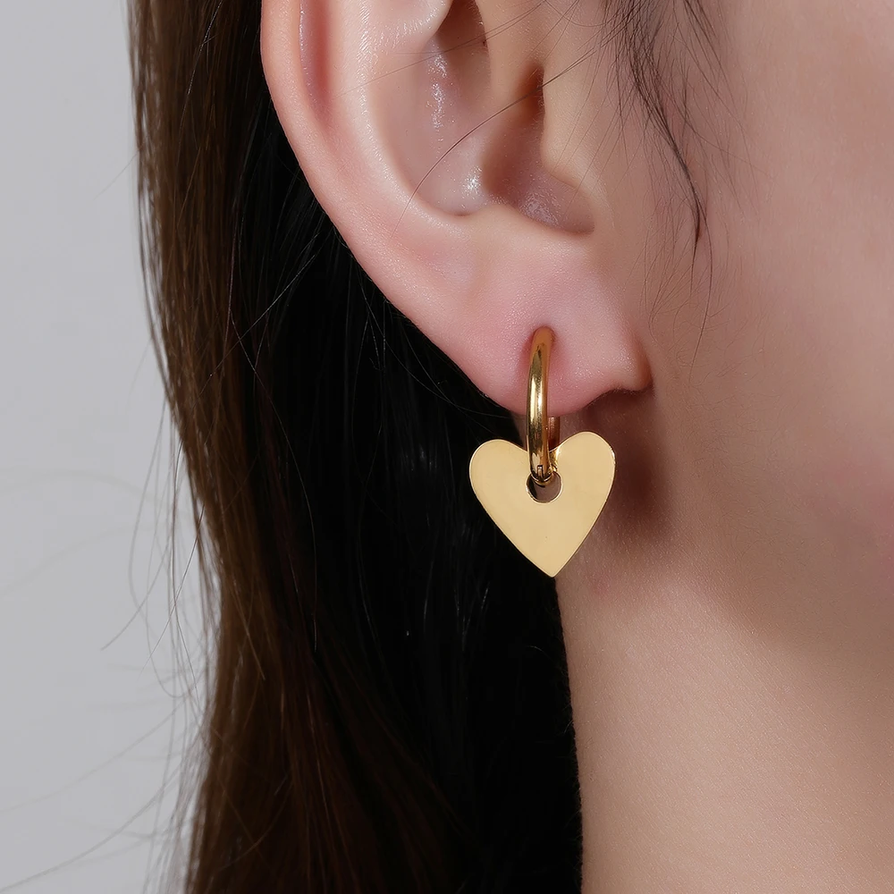 E72 Factory Direct Sales Stainless Steel Heart-Shaped Earri…
