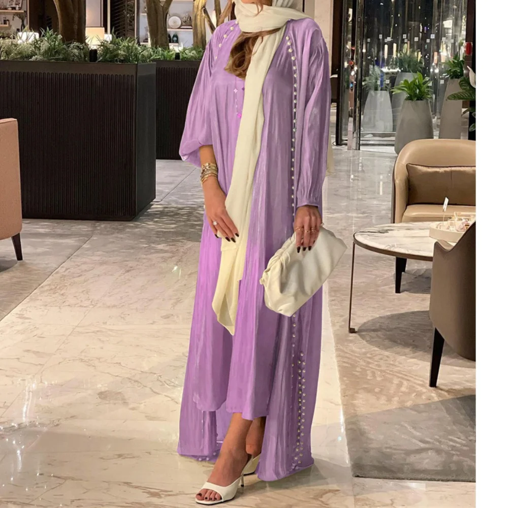 Vestido musulmán modesto para mujer, conjunto de 2 piezas, Abayas marroquíes, caftán Eid Dubai, Túnica árabe, Elegante, Social, novedad de 2024