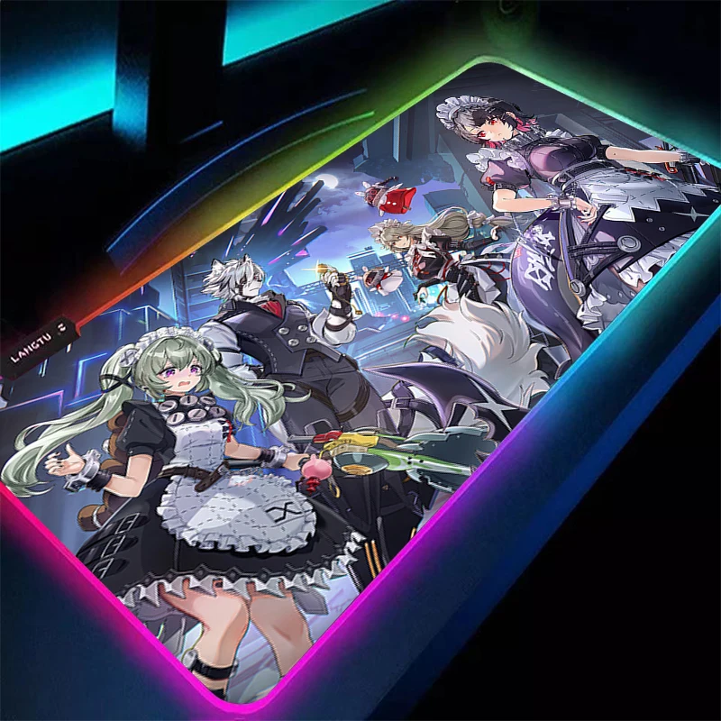 RGB Mouse Pad Anime Gamer Computer Zenless Zone Zero Von Lycaon Mausepad Gaming Accessories LED Tablet Keyboard Pad HD Mousepad