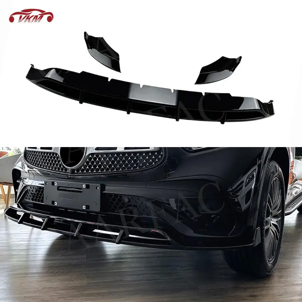 

For Mercedes Benz GLC Class X254 GLC 260 300 Sport 2023+ Car Front Lip Bumper Splitter Spoiler ABS Facelift Bodykit Accessories