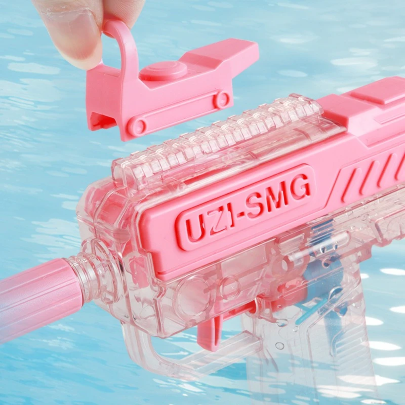 Uzi pistola de água elétrica piscina jogos praia crianças brinquedos ao ar livre meninos blaster automático arma de brinquedo transparente água minigun
