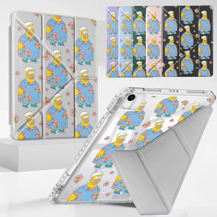 

The Simpsons Cartoon Homer Y-Fold Holder Cover Tablet Case For iPad Mini 6 7 Air 4 5 M3 M2 1 2 M4 11inch Pro 2025 Pro 11th 10th