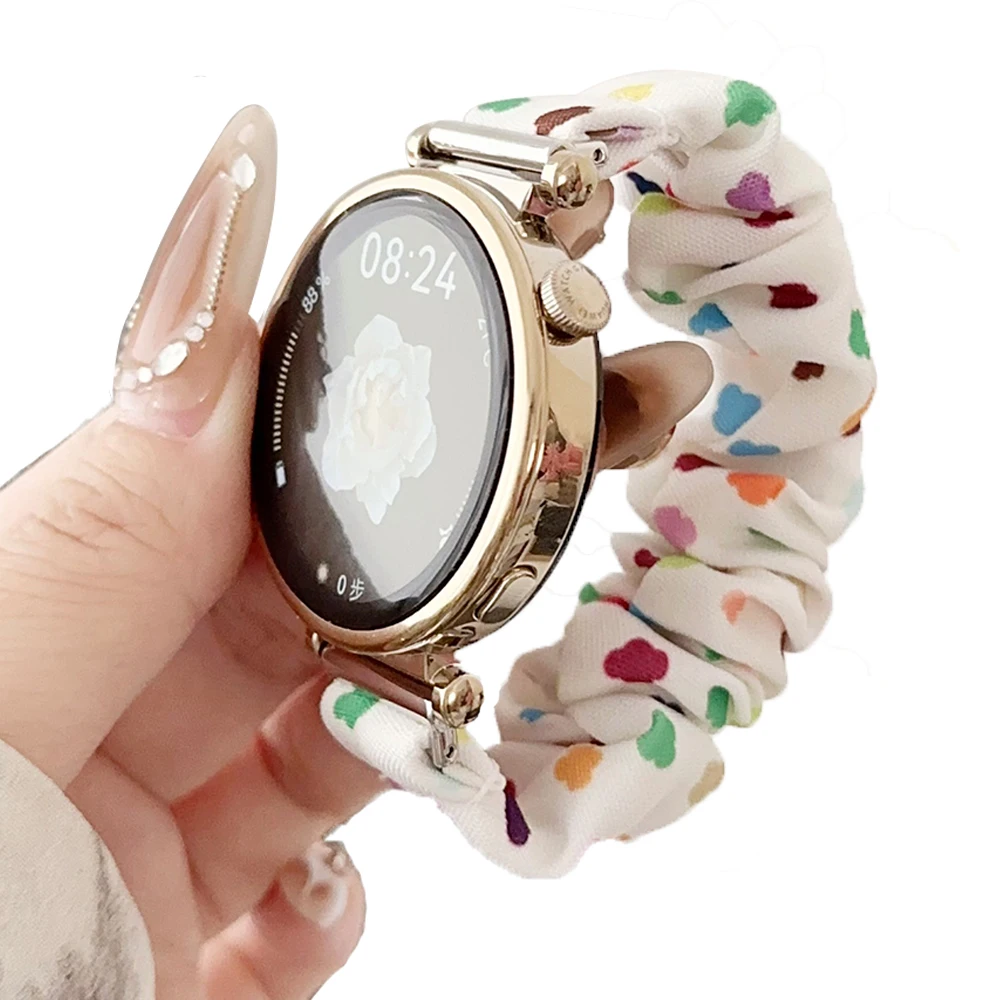 Banda Scrunchie para Galaxy 6 7 / Gizmo Watch 3 2 1/ Gabb Solo Loop 20mm Linda pulsera de repuesto elástica Tela de correa elástica
