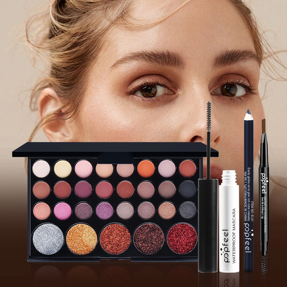 مجموعة هدايا المكياج النسائية من POPFEEL - مجموعة مكياج مفاجئة مع منتجات الوجه والعين والشفاه وفرش المكياج ومناديل مزيل المكياج. #4