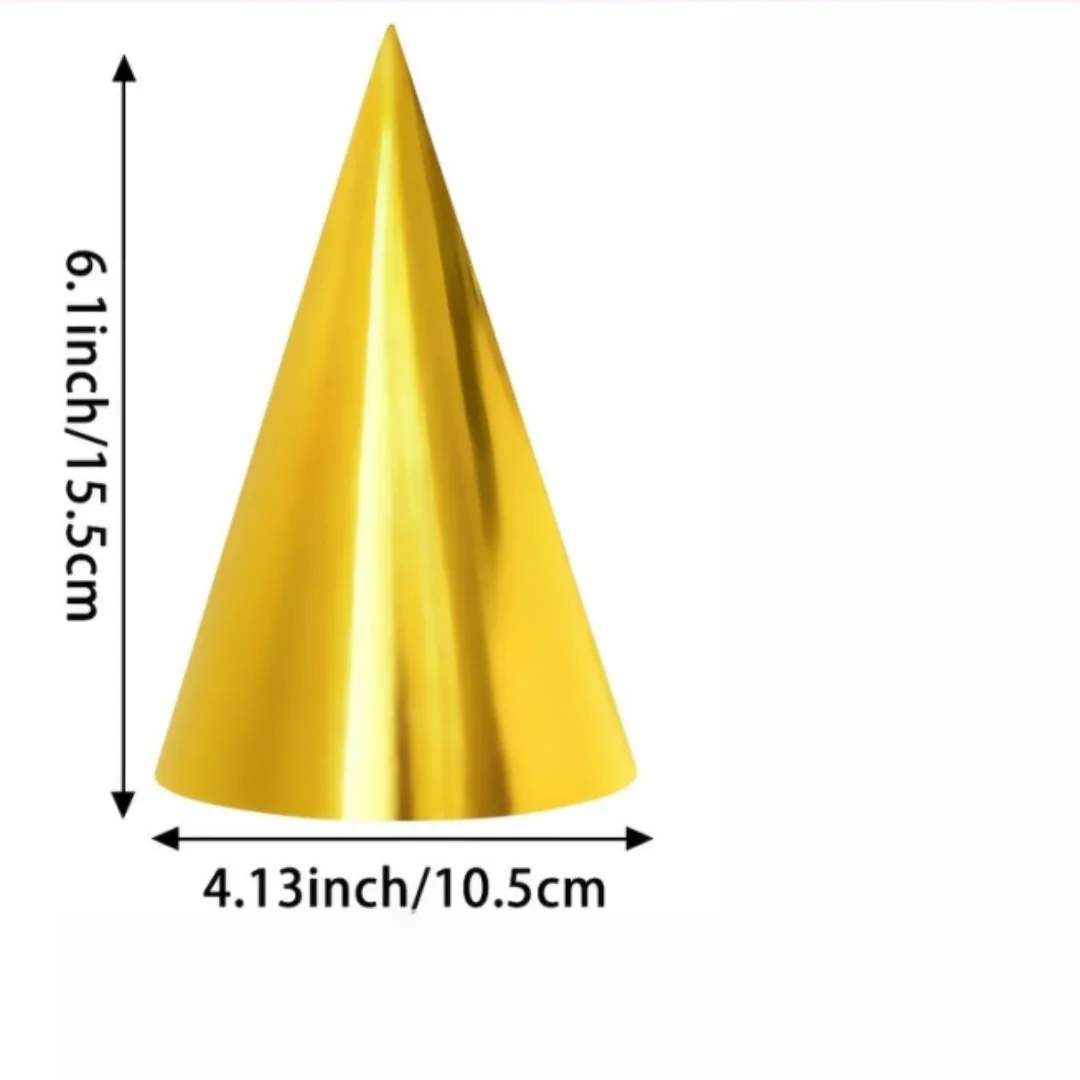 10pcs Colorful Metallic Foil Birthday Party Hats Suitable for Adults &, Disposable Paper Cone Hats with Foil Caps for Themed Par