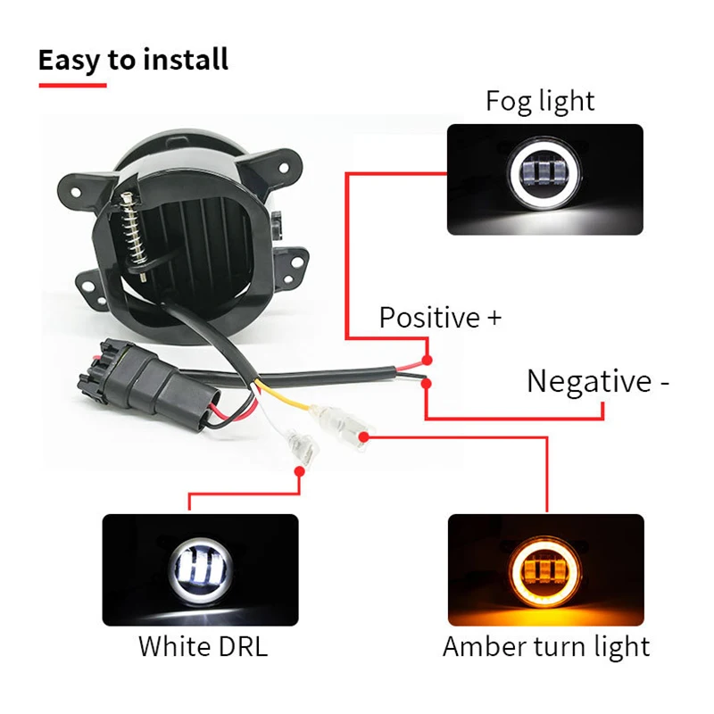 سيارة LED 4 بوصة المصد الأمامي الضباب الخفيف للطرق الوعرة مع/بدون الأبيض الأصفر خاتم على شكل هالة DRL عيون الملاك مصباح 30 واط أضواء الضباب