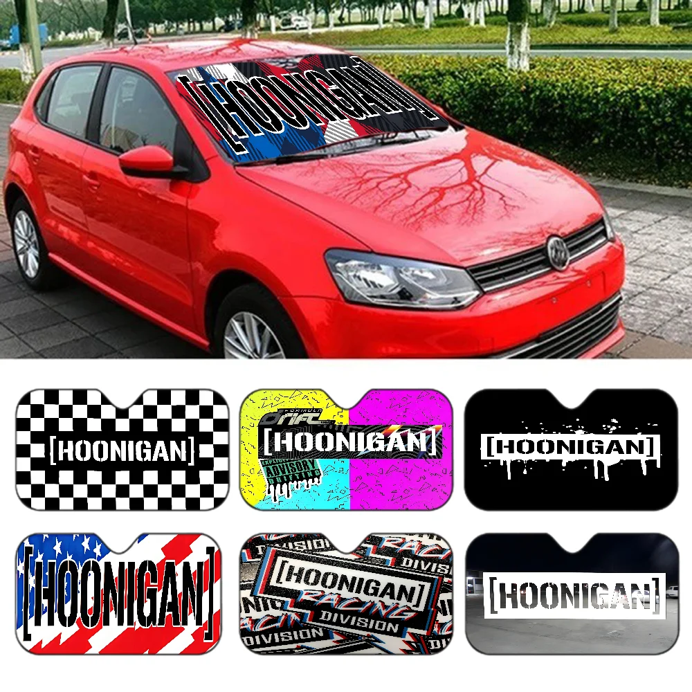 Hoonigan ขับเคลื่อนโดย Passion Racing โลโก้รถหน้าต่าง Sun Shade กระจกป้องกันรังสียูวีด้านหน้าด้านหลังกระจกบล็อกฝาครอบ