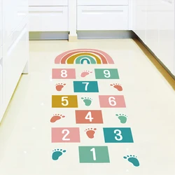 Kids room number jump game floor sticker self adhesive footprint cartoon baby nursery wall decal