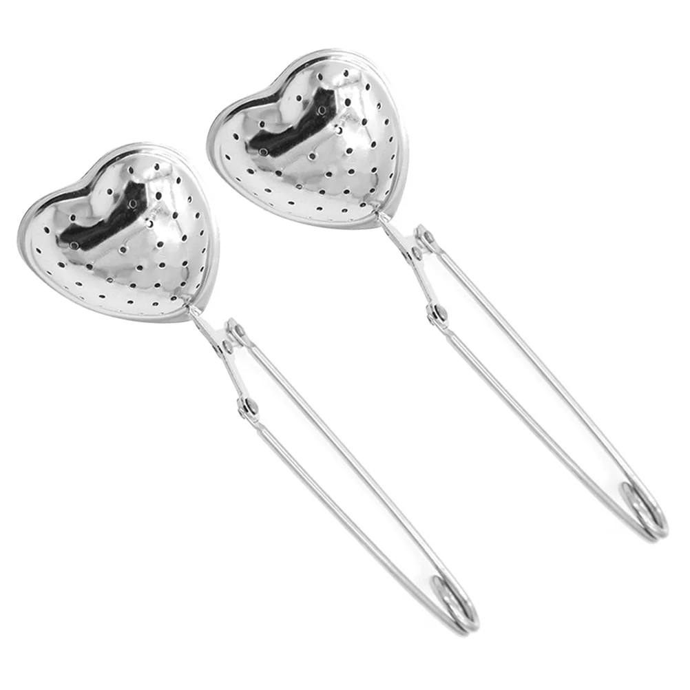 2 PCS Tea Ball Strainer Leaker Filter Infuser with Handle Stainless Steel Office