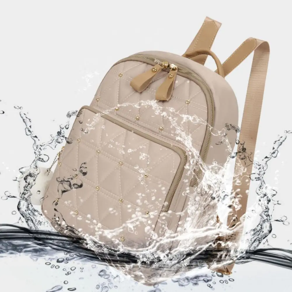 

Fashion Classic Grid Shoulder Bag Vintage Rivet Women Backpack Elegant Handbag Nylon Travel Bag Casual Wear